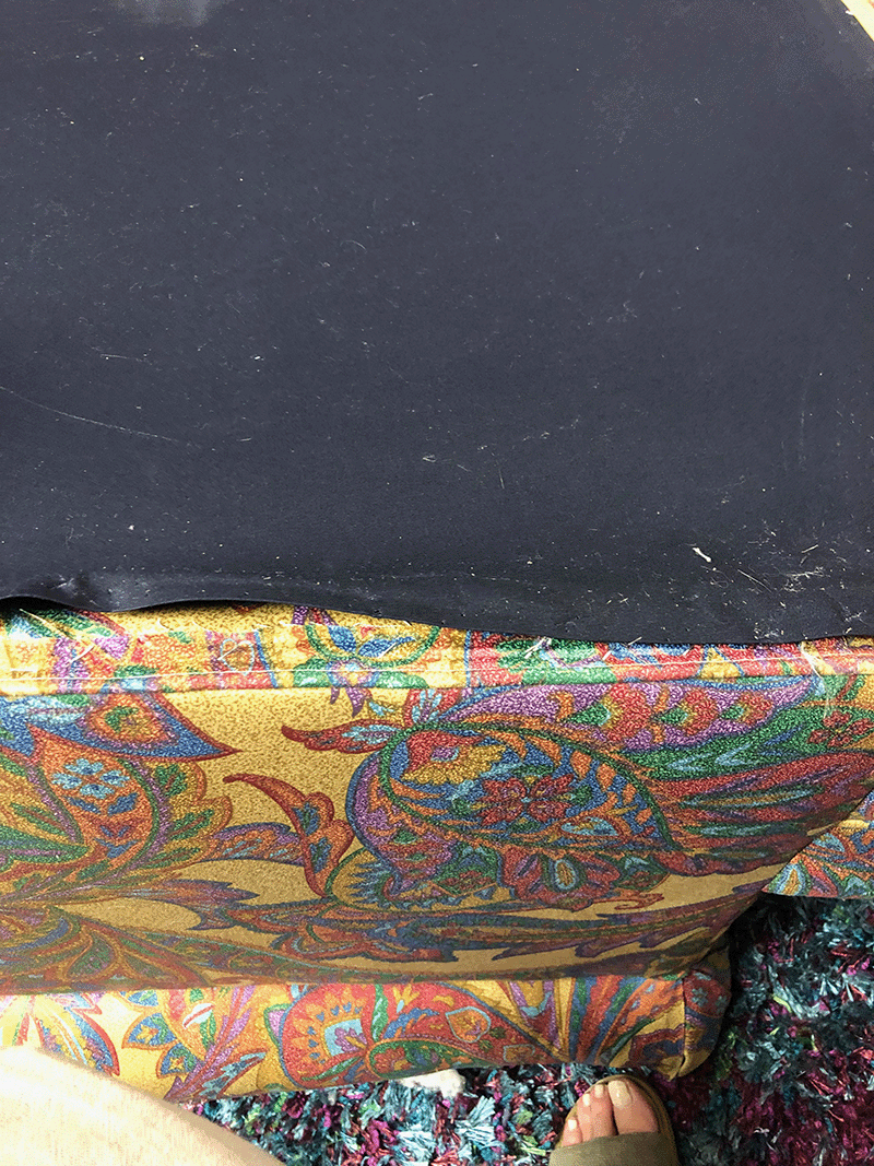 Bottom - Separated Anchor print pillow with piping ends pinned