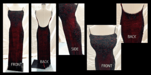 Black-on-Red Vintage Beaded Gown