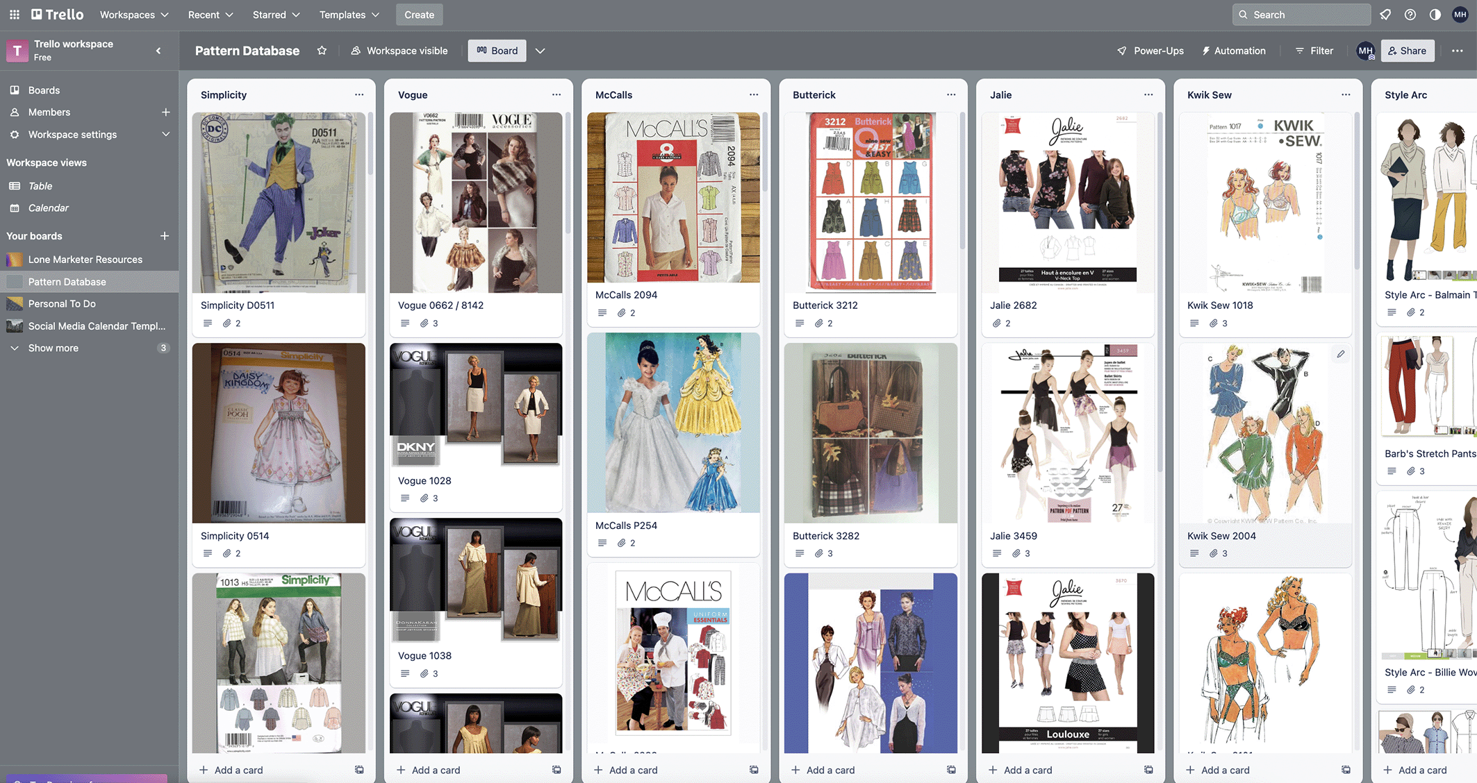 Organizing Patterns with Trello
