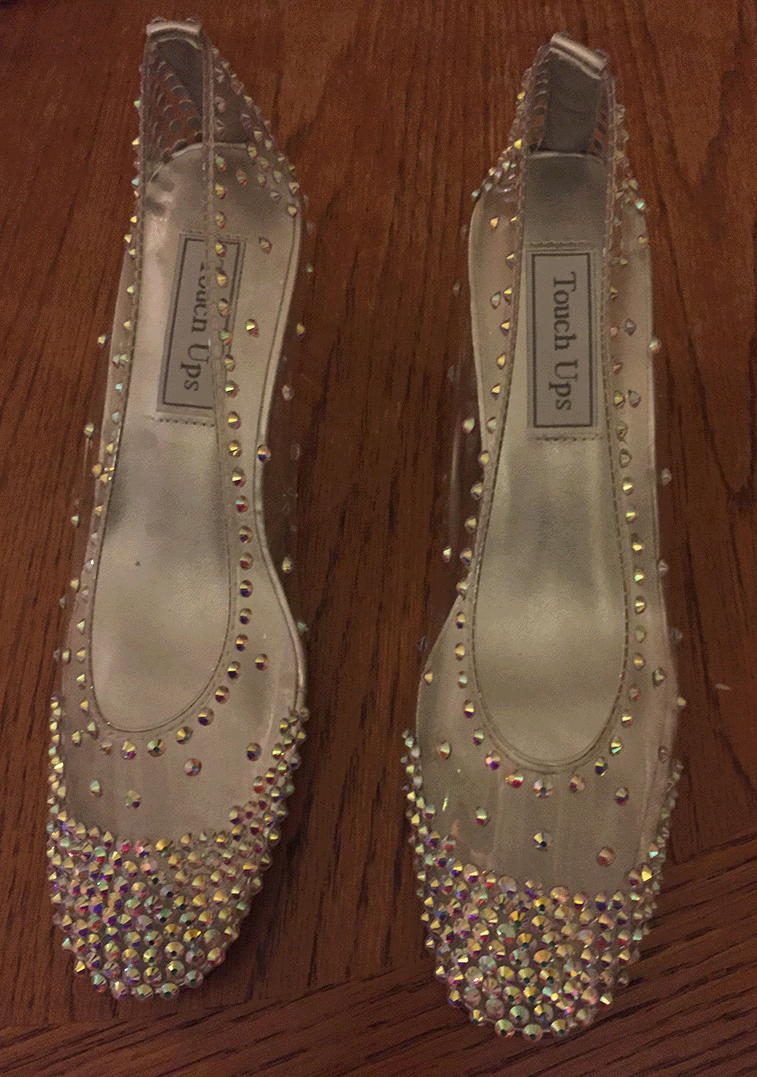 Stoned Cinderella slippers from above