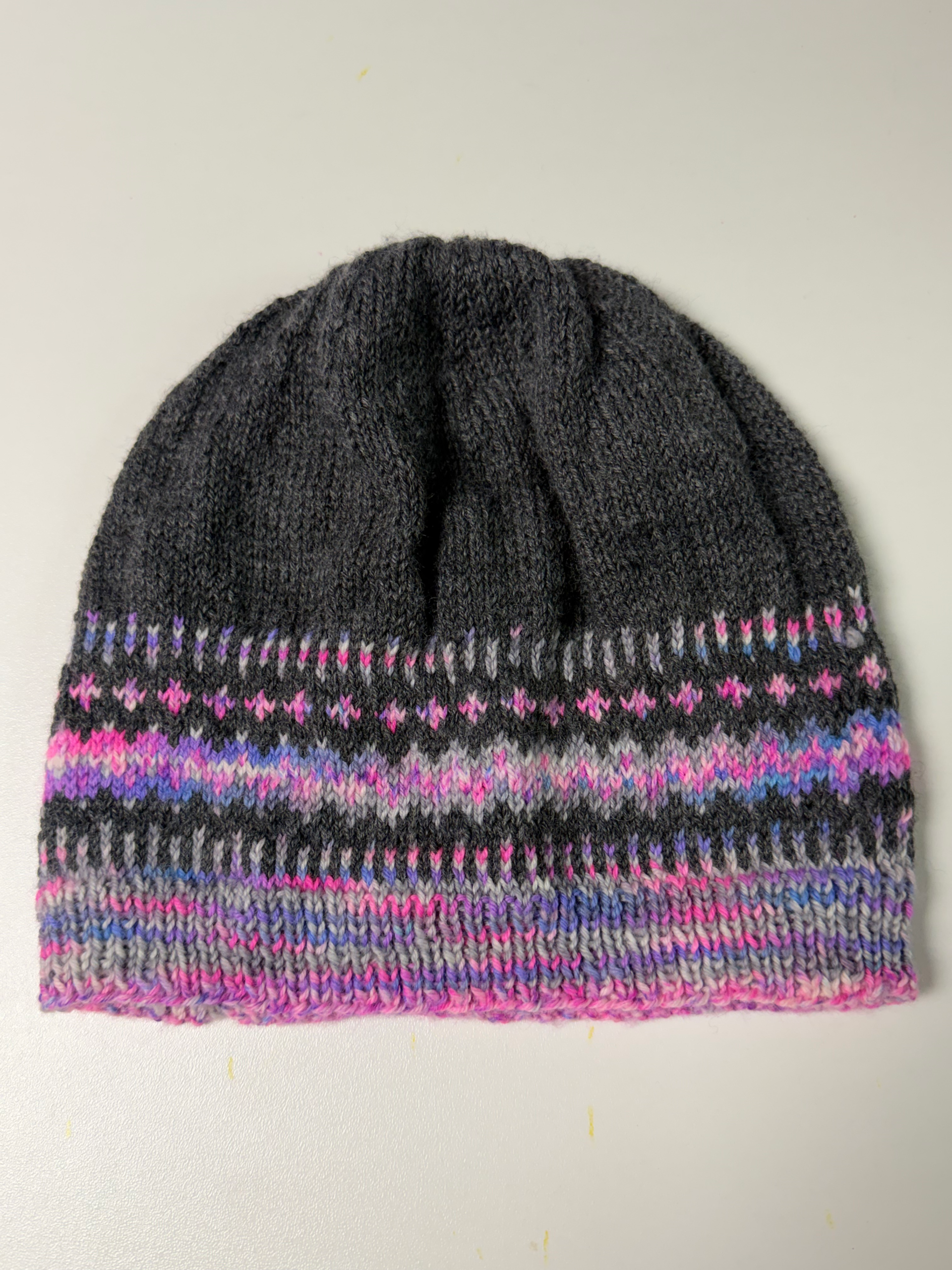 Grey and Pink Tremblant Toque