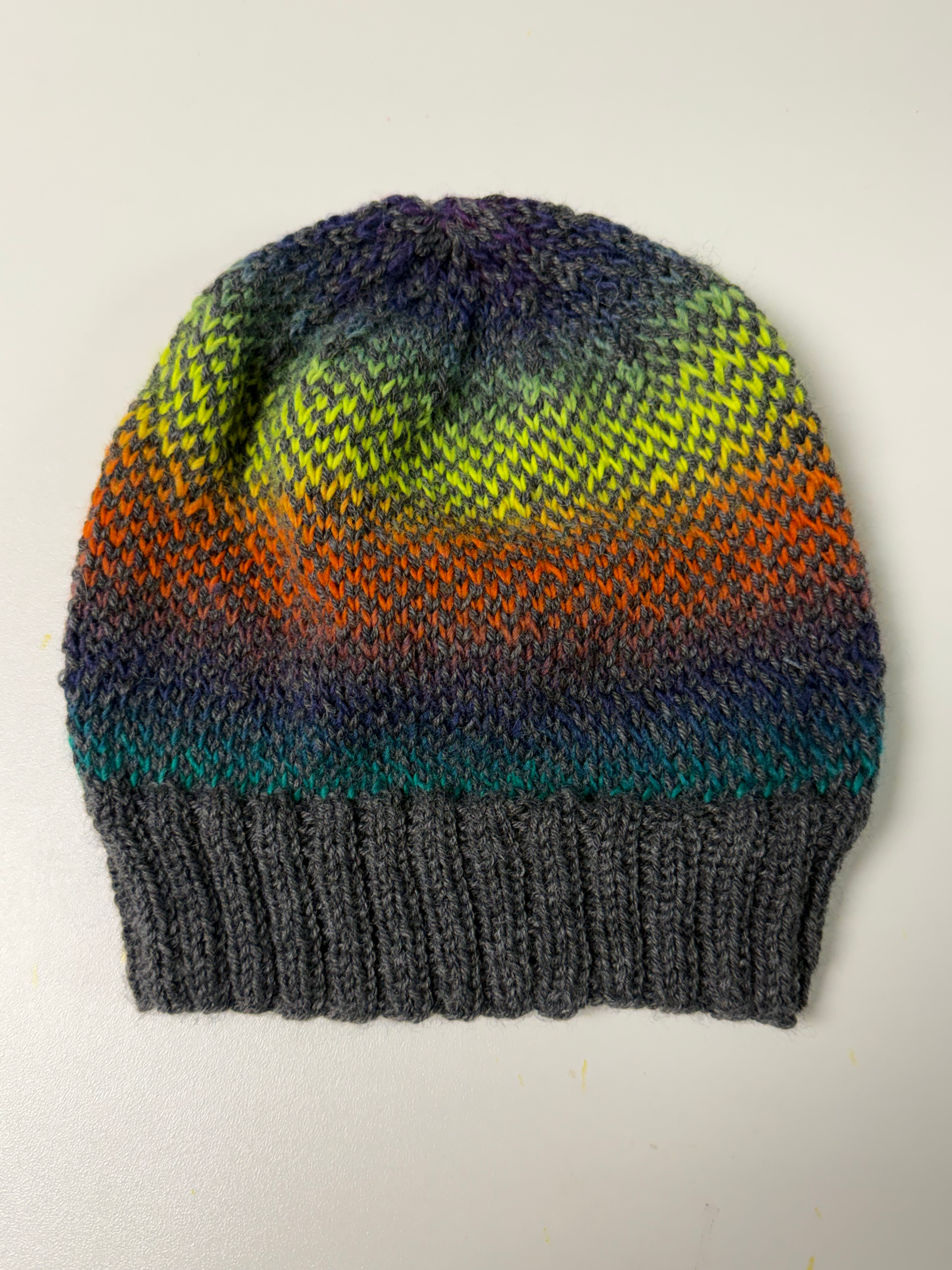 Hand-Knit Swip-Swap Rainbow Beanie